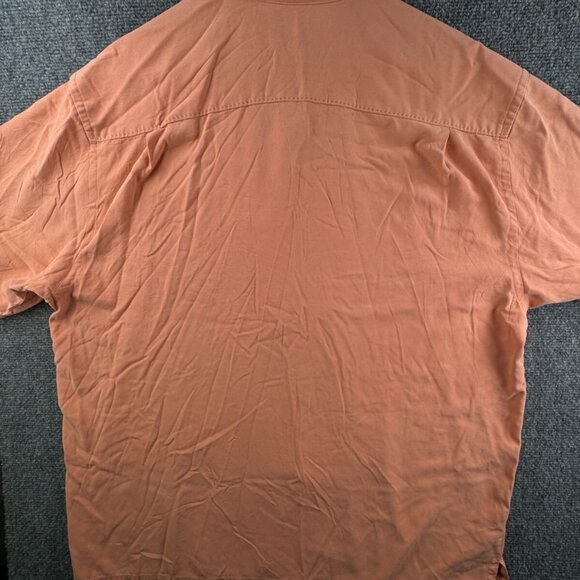 Tommy Bahama Short Sleeve Button Up Shirt Adult XL Orange 100% Silk Solid - Picture 13 of 16